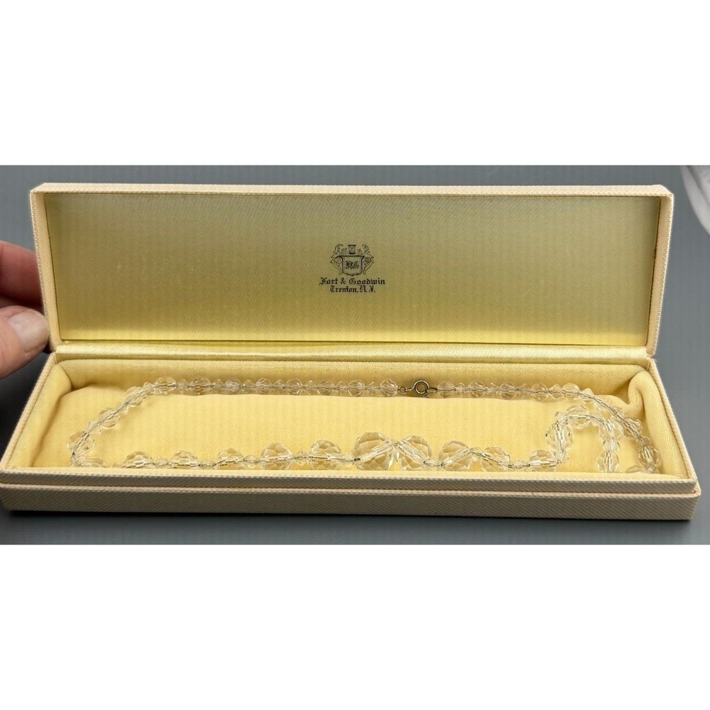 Vintage Necklace Crystal Beads Faceted Graduated Chain Cord Wedding Box 18" - Picture 4 of 8